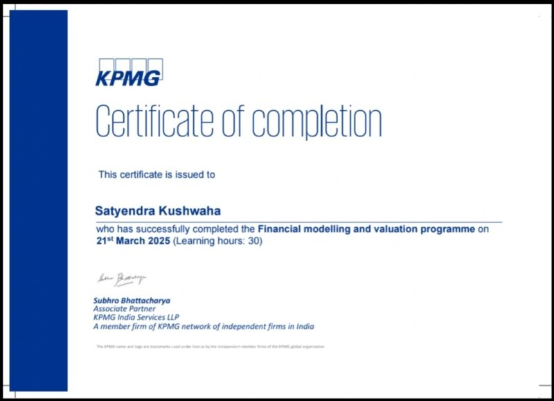 KPMG, Certificate